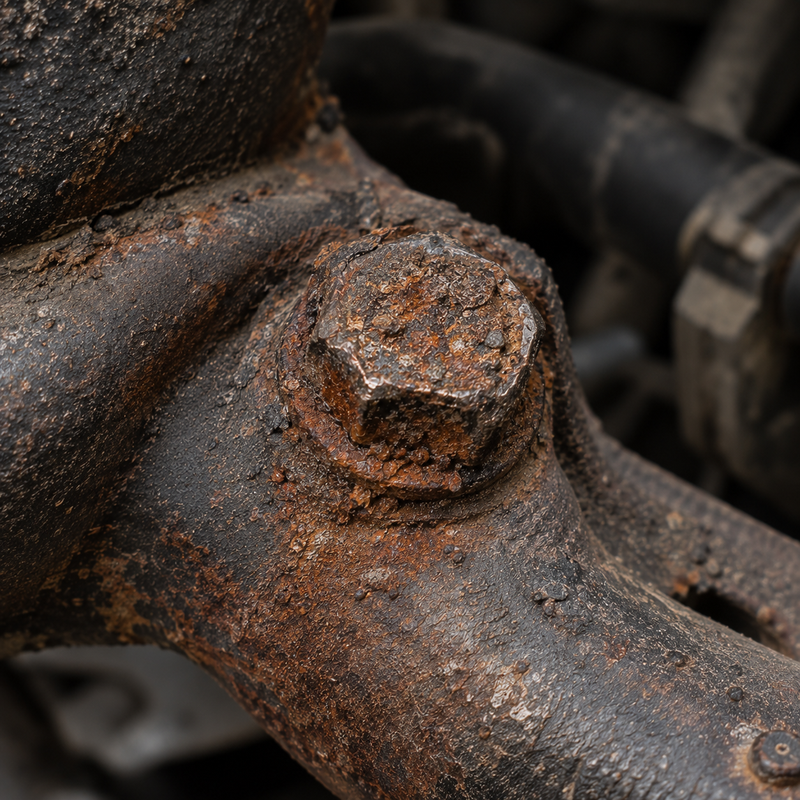 Rust-seized manifold bolt