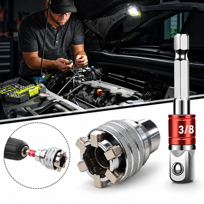 Universal socket wrench used in an engine bay