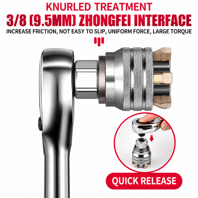 Knurled sleeve and quick-release 3/8 inch square drive