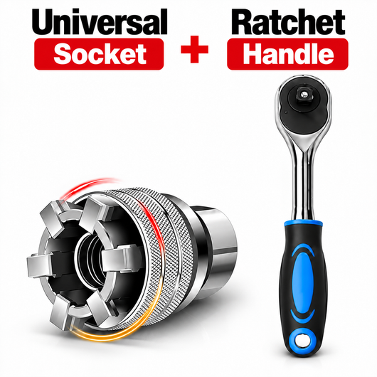 Universal socket and 3/8 inch ratchet handle - the two-piece kit